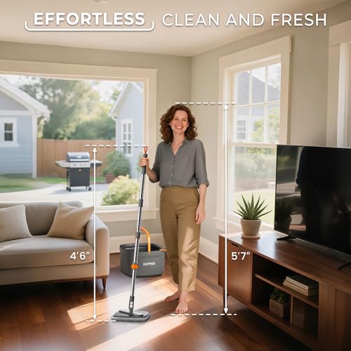 image for BOMIDI Mop and Bucket Set, Spin Mop with Separate Dirty Water System, 