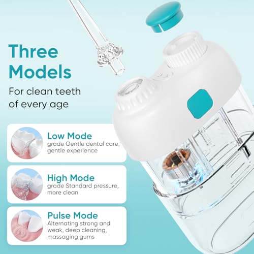 Portable Water Flosser, Cordless Oral Irrigator for Teeth, Mini Flossing Cleaning with Removable Tank, Travel Water Flosser with 3 Modes & IPX7 Waterproof