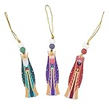 ROCKING GIFTS Colgante Reyes Magos x 3 Modelos - Figuras Decoración Navidad Madera 10cm Artesanal Festivo