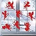 50Pcs Glitter Cupid Shape Cutouts Window Clings Valentines Window Clings Red Heart Window Stickers Valentines Paper Cut Outs Design Cute Windows Decals for Wedding Holiday Party Decor Supplies