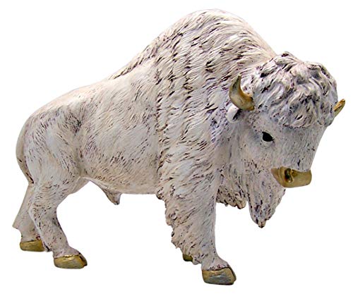 White Buffalo Statue with Gold Toned Accents, Home Décor, 11 3 4 Inches