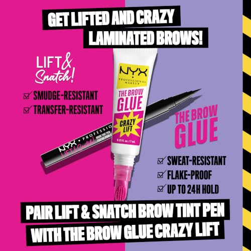 NYX PROFESSIONAL MAKEUP The Brow Glue Crazy Lift, Brow Lamination Gel with 16HR Strong Hold & Built-In Styling Comb - Clear Eyebrow Gel - image 7