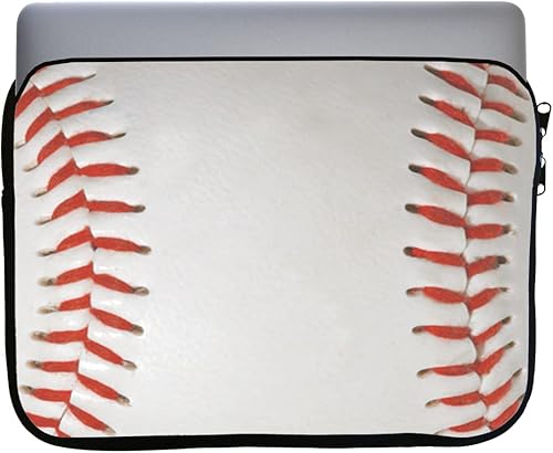 Funda de neopreno con cierre para laptop, con cordones rojos, 13 x 10 pulgadas, con base de béisbol, para MacBook o cualquier otra computadora