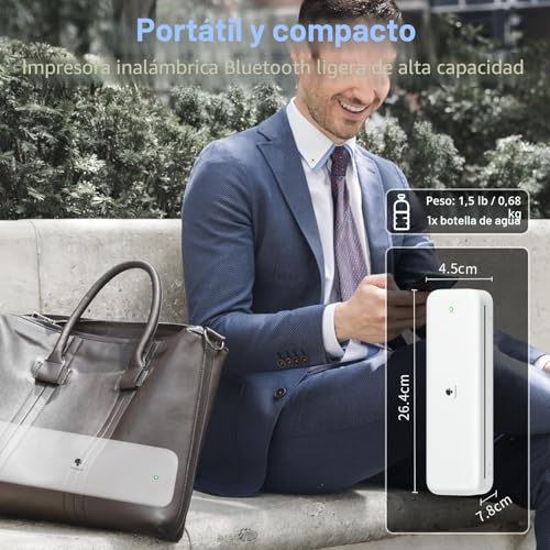 Miniatura 7 de Phomemo M834 Impresora Termica A4, Impresora Portatil Sin Tinta, Conexión De Smartphone Por Bluetooth, Admite Papel Térmico A4 210x297 Mm , 80mm, Impresora Portátil Movil, 300dpi
