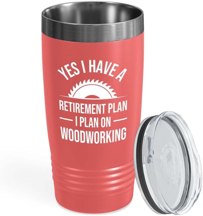 Carpenter Coral Edition Ringneck Tumbler 20oz - Retirement Plan On Woodworking - Handyman Gift Woodworker Constructor Engineer Artificier Technician Builder For Men Dad Husband Boyfriend