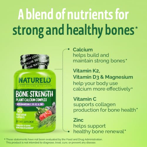NATURELO 600mg Calcium Supplement for Bone Strength, VIT D3, 120 Capsules - Image 3