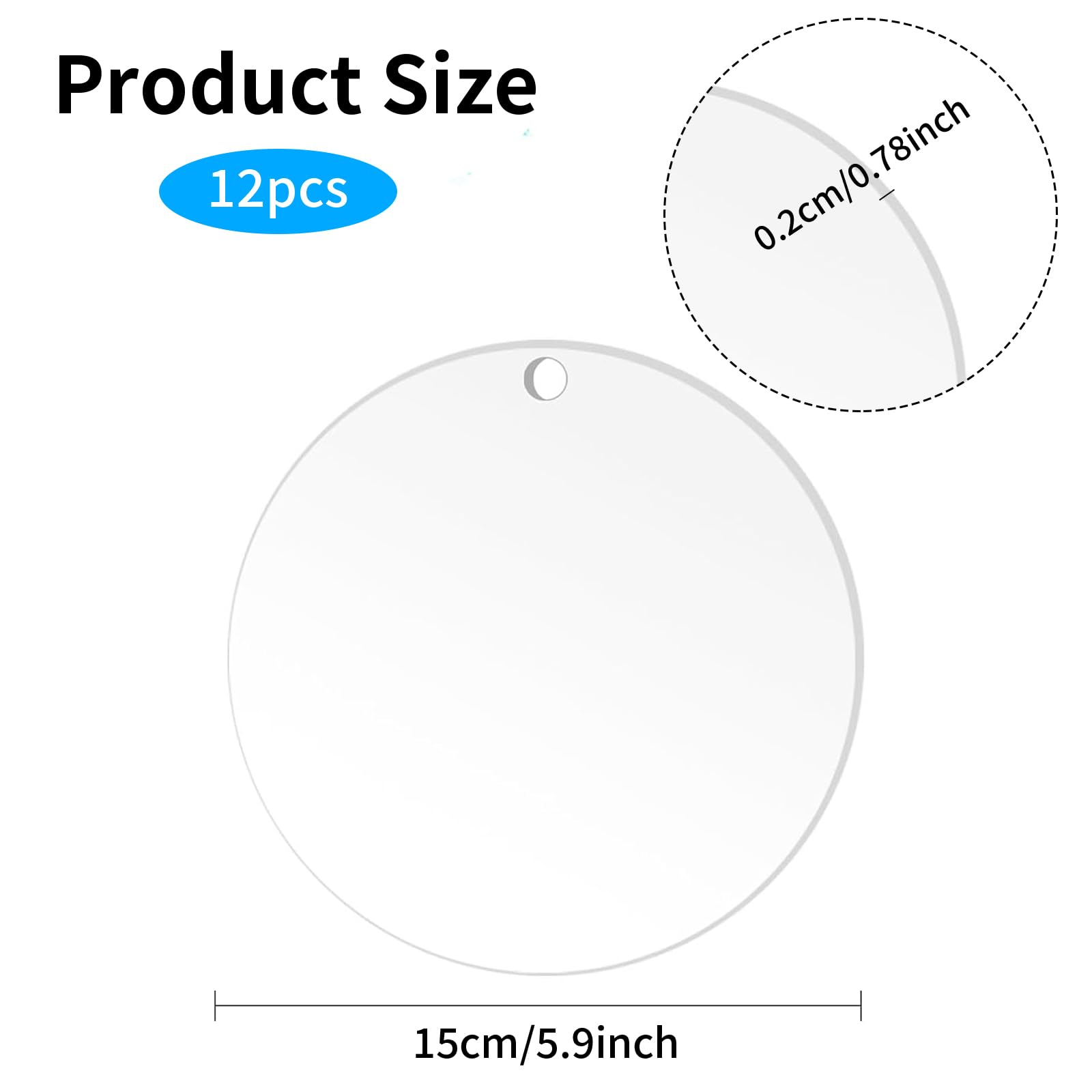 12 dischi acrilici trasparenti, 15 cm, rotondi, lastre acriliche trasparenti, adatte per la produzione di ciondoli decorativi e presentazione di prodotti