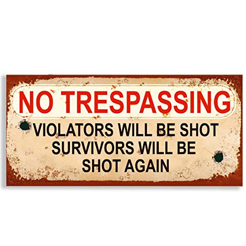 No Trespassing Shot Warning Vintage UPVC Signo Divertido Rude Garden Placa Hombre Cave Bar #1129 Cover