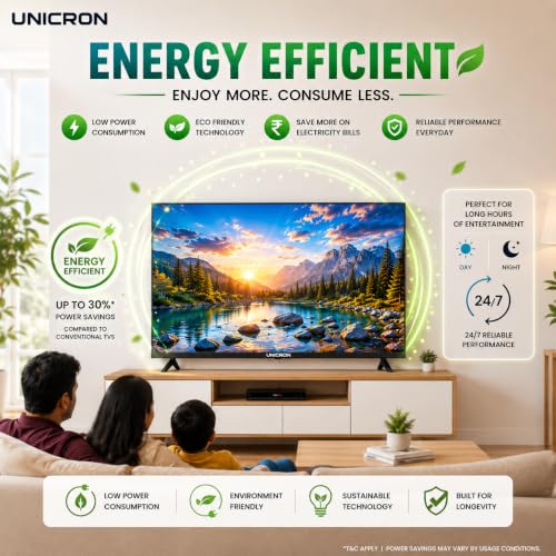 Image of UNICRON 32 Inch Non SMART TV, HD Ready LED Television for Home, Gaming, Office, Restaurant & Security Monitoring with 30W Sound with Bazel Less Design TE