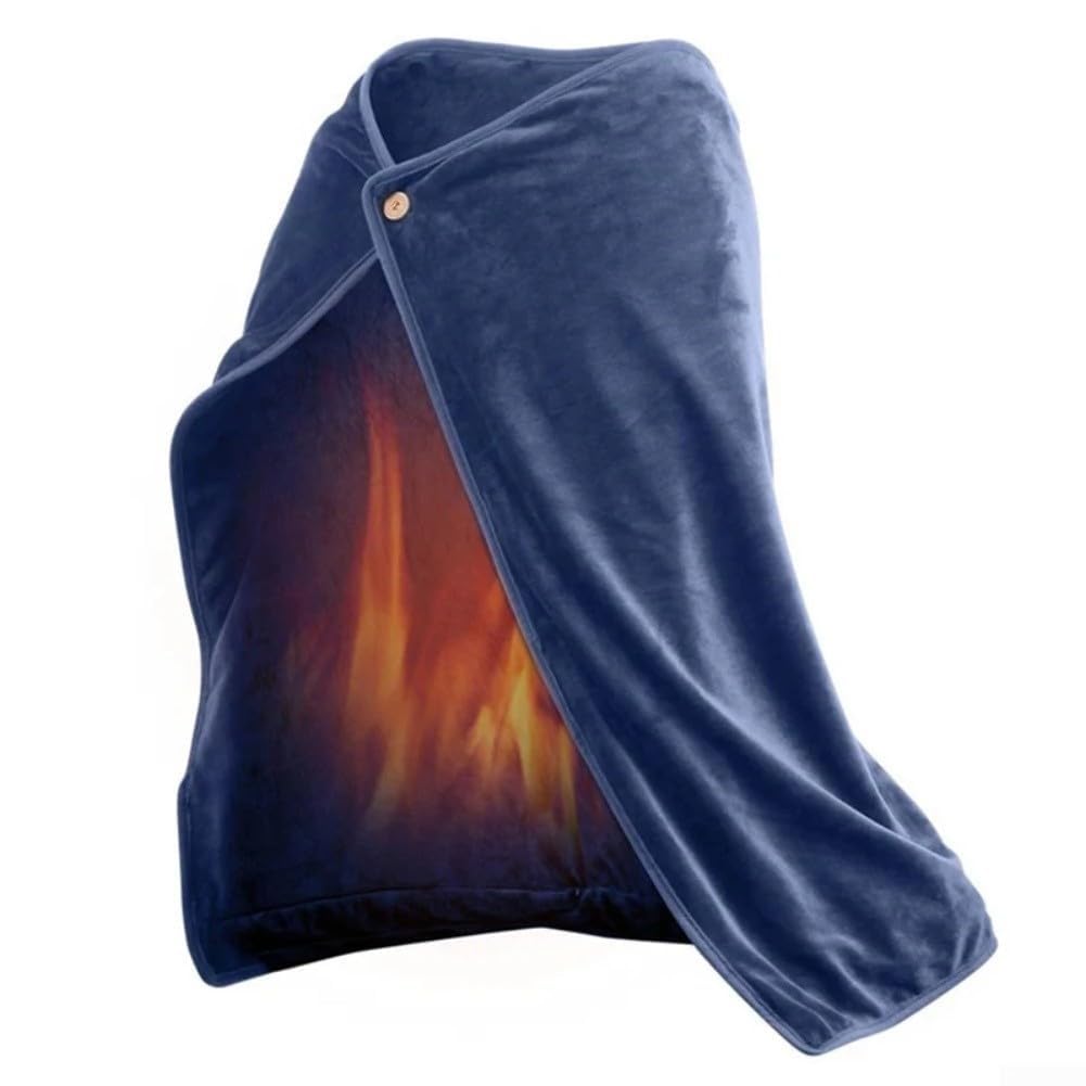 Coperta in flanella riscaldata con USB, 100 x 70 cm, portatile, indossabile, lavabile, calda, con riscaldamento in fibra di carbonio, temperatura regolabile, per campeggio, casa, ufficio