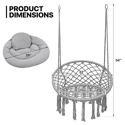 Monibloom A37-HC-005-GY-GY Hanging Hammock Chair With Full Cushion, Adults Indoor Hammock Swing thumb #1
