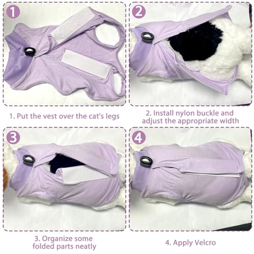 Miniatura 6 de Rugbol Traje De Recuperación Para Gatos, Traje De Recuperación De Cirugía Para Gatos, Traje Para Bebé Que Crece Después De La Cirugía, Traje De Recuperación Para Heridas Abdominales S, Morado