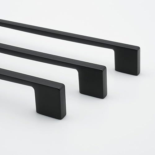 Miniatura 4 de FURFITT Paquete de 10 tiradores de gabinete color negro mate de 6-14 pulgadas (6.299 in) entre agujeros centrales de aleación de zinc maciza,