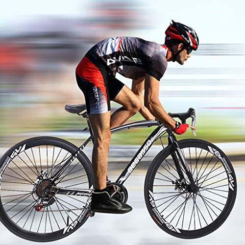 SSYUNO 700c Road Bike City Commuter Bicycle with 21 Speed Disc Brakes, 26" Aluminum Frame Suspension Hybrid Road Bike for Mens/Womens - Thumbnail 2