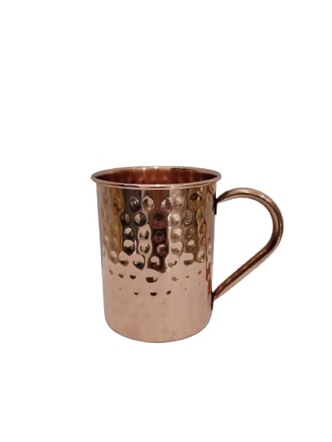 GenericPure Copper Mugs | Large Size 19 ounces | Hammered Cups | Stainless Steel Lining | Pure Copper Plating | Gold Brass Handles (Design-2)