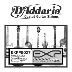 D’Addario EXPPB027 Corde seule en bronze phosphoreux avec revêtement Calibre .027 - Les Beatles, Paul McCartney, John Lennon, RIngo Starr, George Harrison