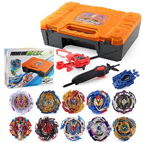 PWTAO Bey Battling Top Burst Blade Gyro Toy Battle Set 10 Spinning Top Burst Gyros 3 Launchers Combat Battling Game with Portable Storage Box Gift for Kids Children Boys Ages 6+ - Thumbnail 2