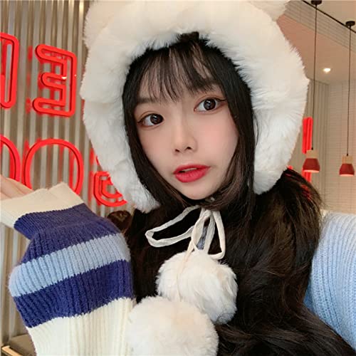 Women Bear Hat Cute Animal Trapper Hat Girl Winter Earflap Beanie Warm Tropper Windproof Hooded Hat Headwear2
