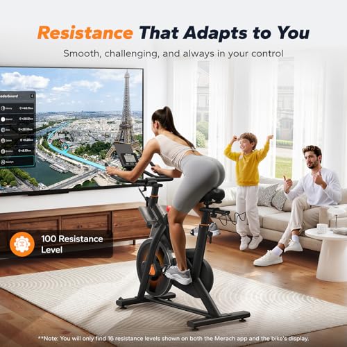MERACH Heavy Duty Magnetic Exercise Bike with 22 lb Flywheel, 50% Improved Training Efficiency, Ultra-Quiet Design, Shock-Absorbing Extra Large Cushion, Indoor Bike with Exclusive App, Up to 350 lb - Image 4