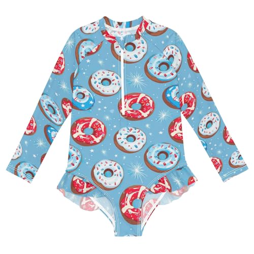 Toddler Girls One Piece Swimsuit Rash Guard Sun Protection Long Sleeve Girls' Swimwear Bathing Suit for Kids