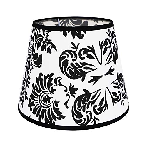 DULEE 9,5 Zoll Druckkrone E27 Schraubtisch Lampenschirme Lightshade für Tischlampe Bedlamp, (Top) 16 cm x (Höhe) 20 cm x (unten) 24 cm, Schwarz Cover