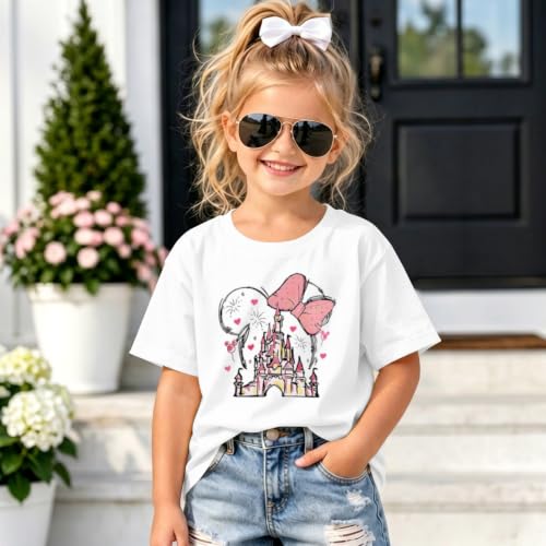 Image of Graphic Shirts for Girls Cute Bow T Shirt Kids Toddler Holiday Tshirt Vacation Trip Summer Tee Cotton Tops