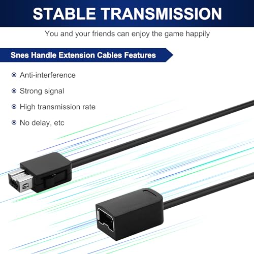 Image of NES Extension Cable 2 Pack Compatible with Super Nintendo SNES Classic Edition Controller (2017) /Mini NES Classic Edition (2016) /Wii /Wii U Controller, 10ft