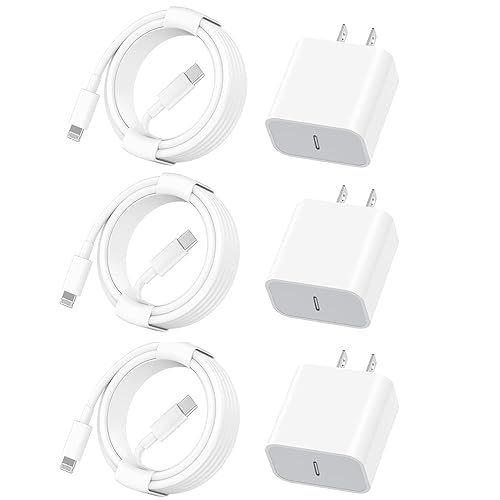 【Certificado Apple MFi】Cargador de iPhone de carga rápida, paquete de 3 adaptadores de cargador de Apple, cargador súper rápido, cable USB C a