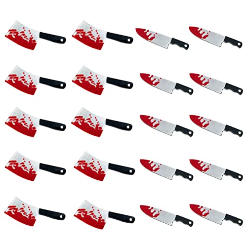LOPURO Fake Bloody Knife Charms, 20Pcs Mini knife Halloween Charms Mini Acrylic Knives Charm for Jewelry Making Crafting DIY Halloween Pendant