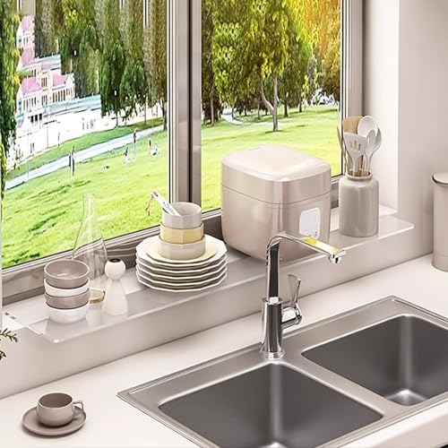 Clear Acrylic Window Sill Extender, 60x15cm Plant Shelf & Cat Perch, 4.5mm Thick Window Shelf with Double-Sided Adhesive for Indoor Plants & Pets