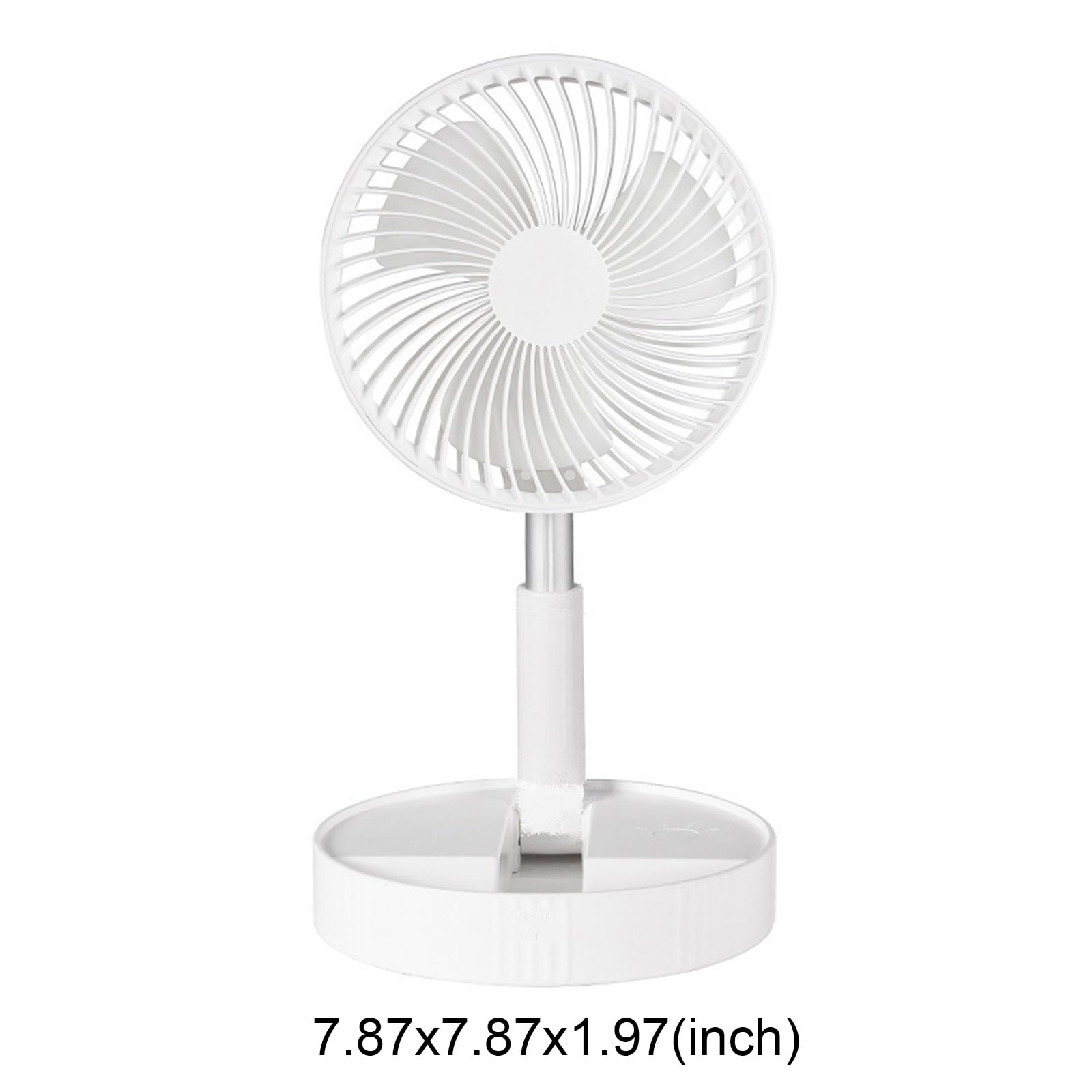 Ventilatore portatile 3 in 1, ricaricabile 7200 mAh, da terra/piedistallo/pieghevole, silenzioso, regolabile, batteria lunga durata, da viaggio e ufficio (Bianco)