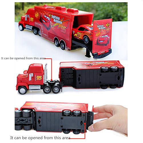 Movie Cars Toys Red Lightning Mcqueen Mack Hauler Truck & Racer Speed Racers Metal Toy Car 1:55 Loose Kid Toys (1) #TOP2