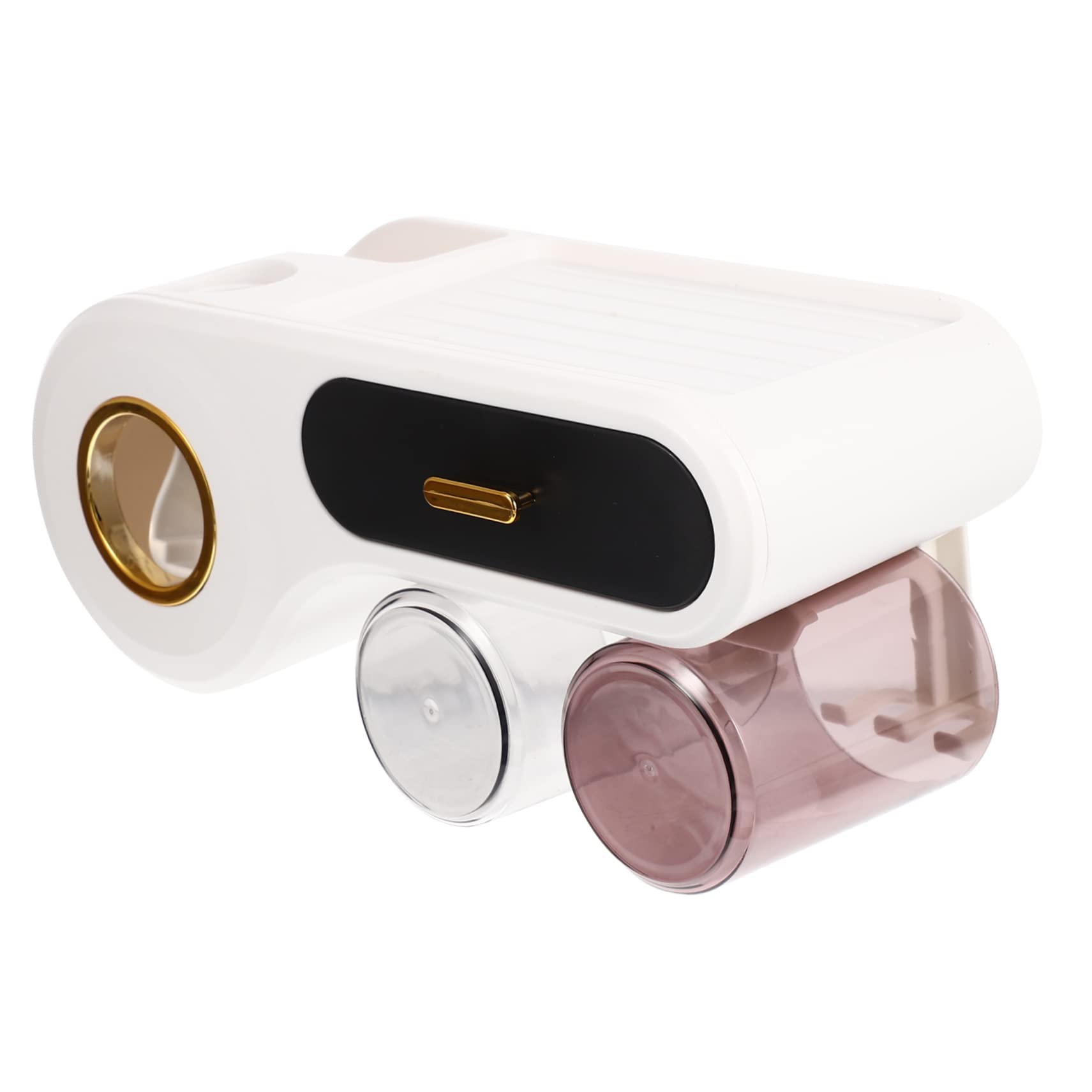Set de Vasos y Soporte de Pared para Cepillos de Dientes Negro | Plástico, Diseño Sencillo y Multifuncional, Ahorro de Espacio, para Maquillaje y Cepillos