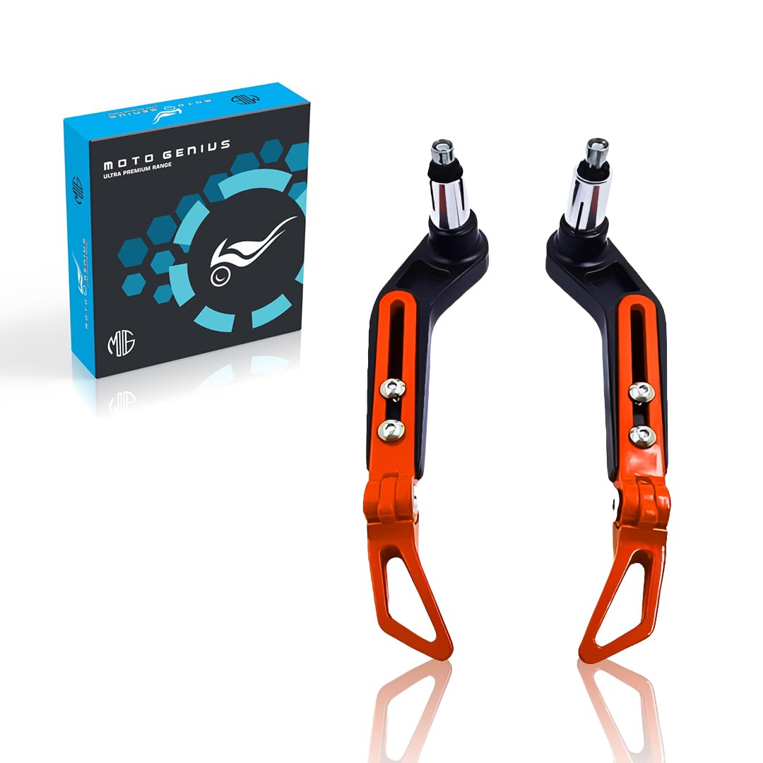 MOTO GENIUS Premium Adjustable CNC Brake Clutch Lever Protector Guard for Motorcycles & Bikes | Universal Fit (Orange)