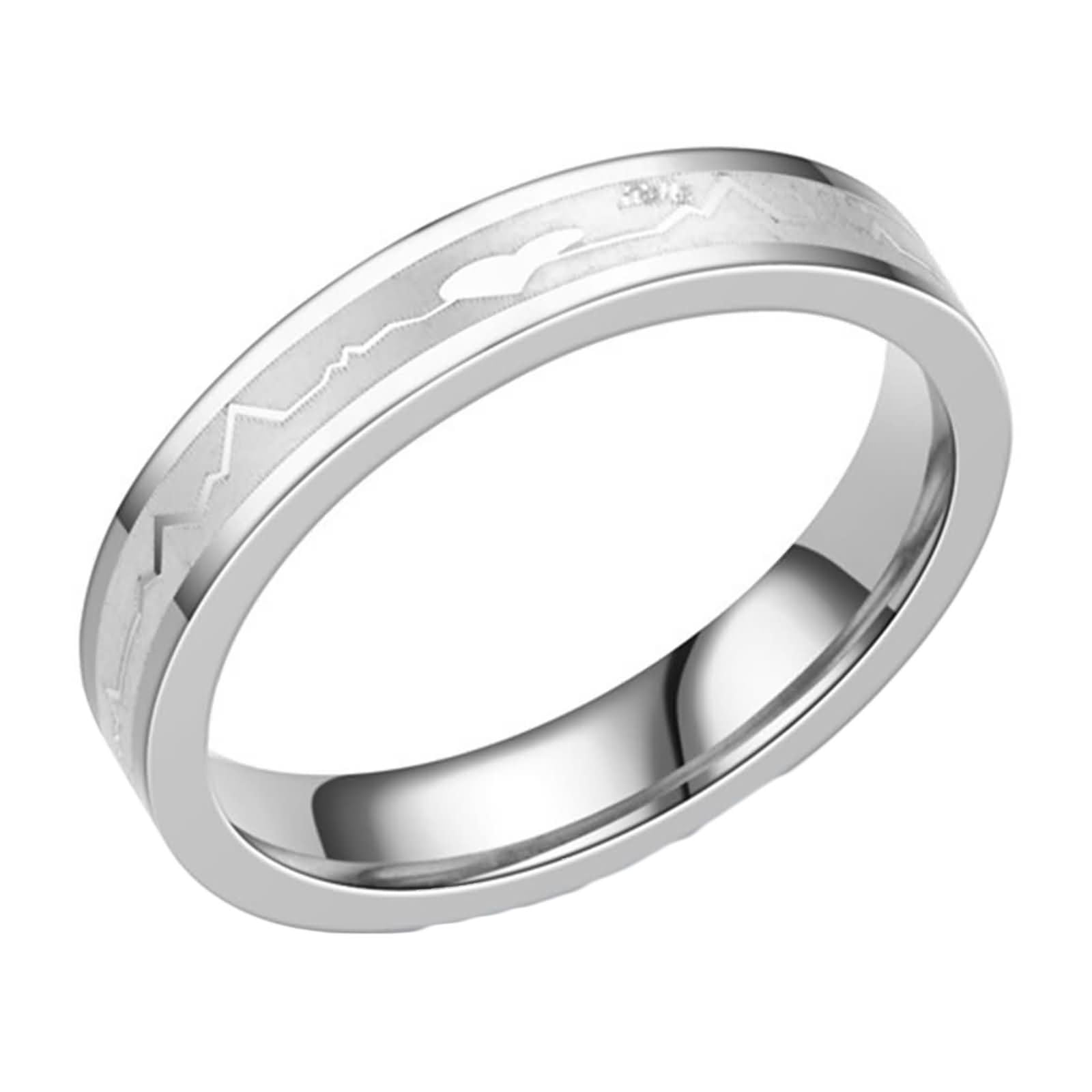 Beydodo Anillos Mujer Plata,Anillos con Grabado Anillo Mujer Redondo 4/6MM con Electrocardiograma Anillos Acero Inoxidable Mujer Baratos