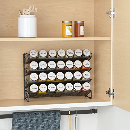 Image of SpaceAid Spice Rack Organizer with 28 Spice Jars, 386 Spice Labels, Chalk Marker and Funnel Set for Cabinet, Countertop, Pantry, Cupboard or Door & Wall Mount - 28 Jars, 13.4 inch W x 10.8 inch H, White