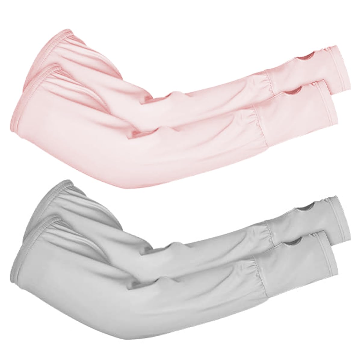 ECVV 2 Pairs UPF 50 Arm Cooling Sleeves UV Protection Long Arm Cover for Cycling Driving Summer Ice Silk Sleeves with Thumb Hole for Outdoor Sports, One Size