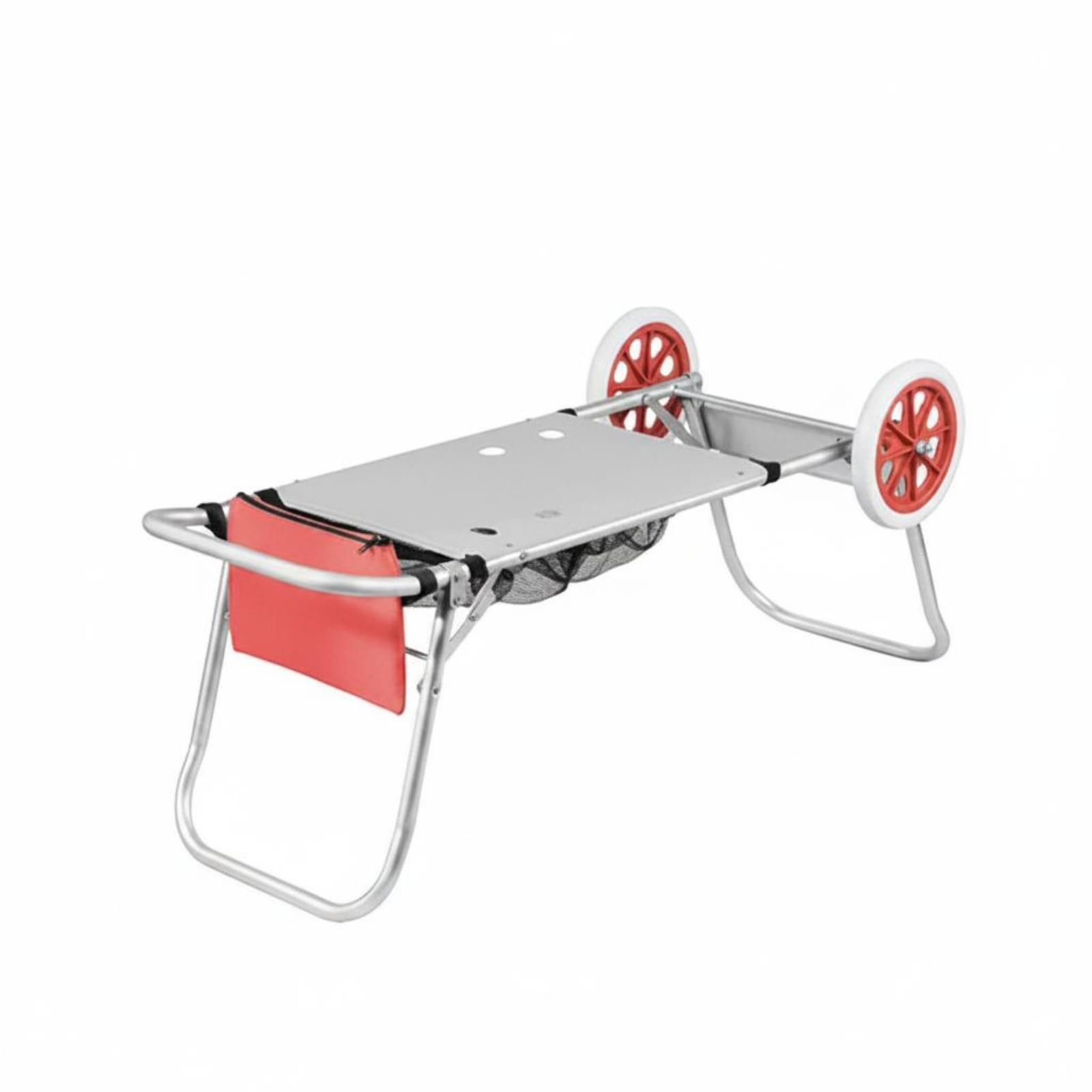 Collapsible Wagon Carrier Lightweight Portable Beach Carrier Easy to Use Aluminum Beach Wagon for Beachgoers, Campers, Travel, Orange | Camping Furniture | Camping & Hiking | Outdoor Sports-image-6