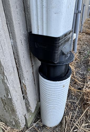Aquabarrel 3x4x4 Adjustable Downspout to Round Pipe Adapter to 4 Drain Pipe- Black