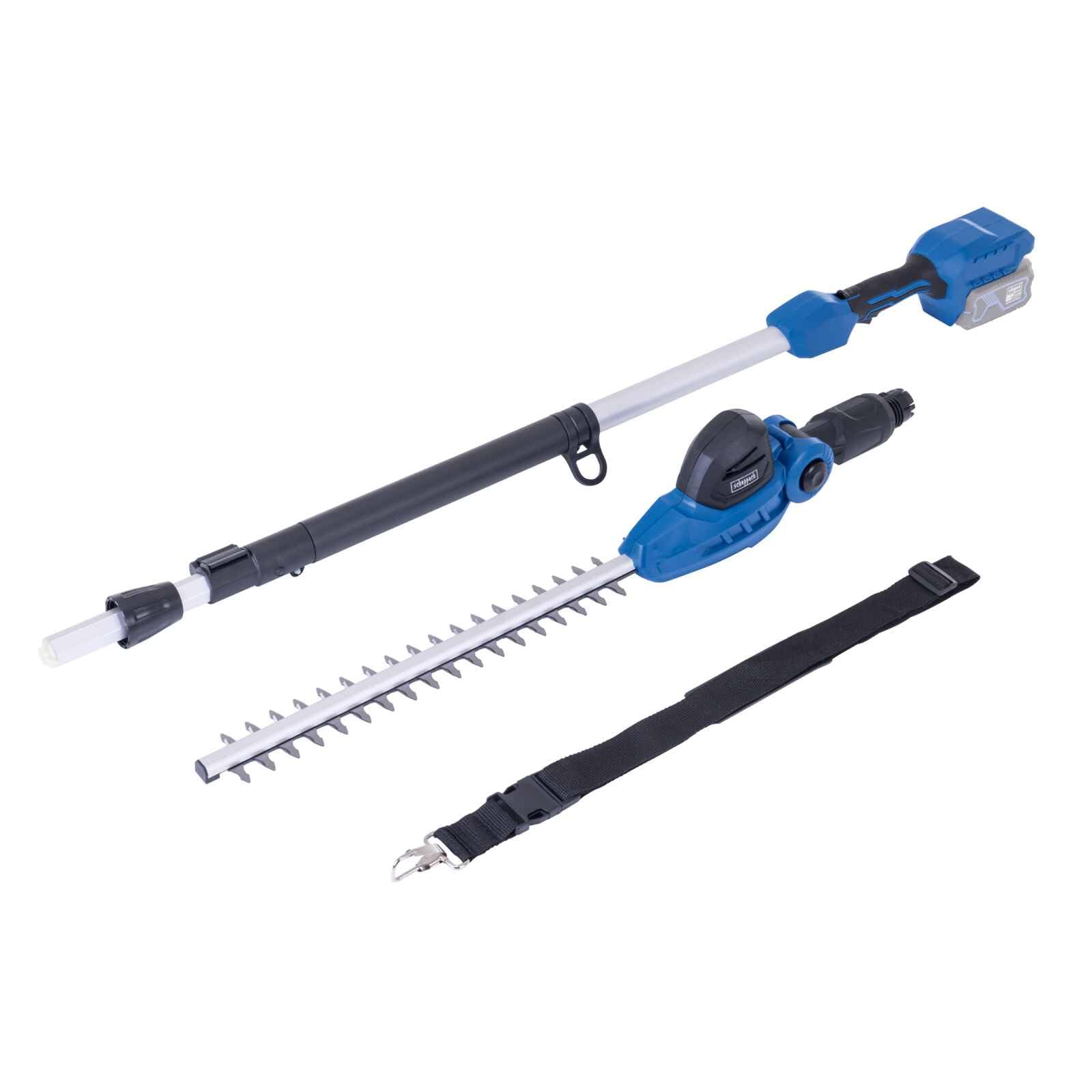 Scheppach C-PHS410-X Cortasetos telescópico inalámbrico Longitud de corte 410 mm Espesor máx. ramas 16 mm Alcance total 2,6 m Cabezal de motor con 11 ángulos diferentes Serie IXES 20 V