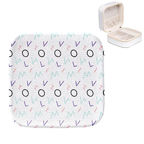 Boîte à bijoux en cuir synthétique avec motif Memphis Blanc