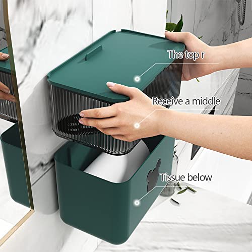 LucaSng Dispenser di carta da parete per asciugamani, rotolo di carta con contenitore per cosmetici, per ufficio, bagno, cucina e ristorante, asciugamani usa e getta da appendere alla parete (verde)