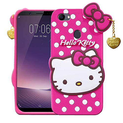 Image of Unirock Hello Kitty Back Case Cover for Vivo V7 Plus| 3D Cute Hello Kitty Case |Soft Silicone Rubber Back Cover with Pendant Kitty Cover for Vivo V7 Plus (Pink)
