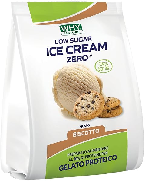 WHY NATURE LOW SUGAR ICE CREAM ZERO - Preparato Per Gelato Proteico - Senza Glutine - Gusto Biscotto - 200 gr - 1