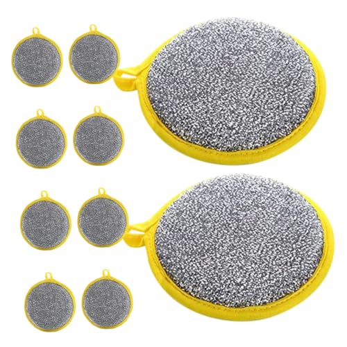 Cabilock Estropajos De Esponja Redondos De Doble Cara para Cocina, Paquete 10 Unidades, Esponja Limpiadora Multiusos Resistente, Secado Rápido, Adecuado para Lavar Platos y Limpieza De Superficies