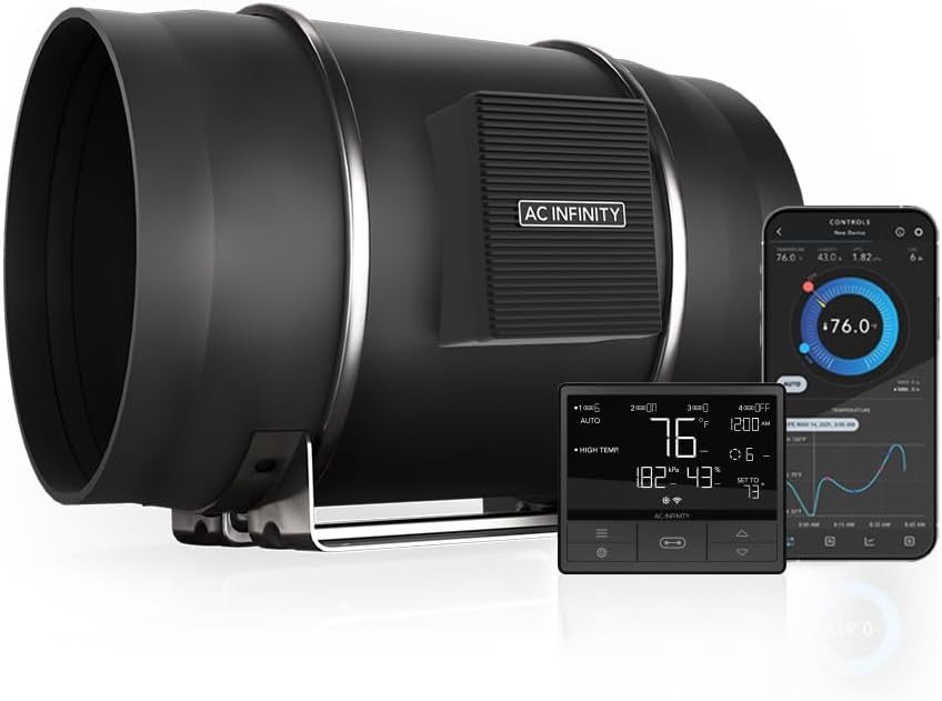 CLOUDLINE PRO T10, Quiet 10” Inline Duct Fan with Temperature Humidity VPD Controller, WiFi Integrated App Control - Ventilation Exhaust Fan for Heating Cooling, Grow Tents, Hydroponics