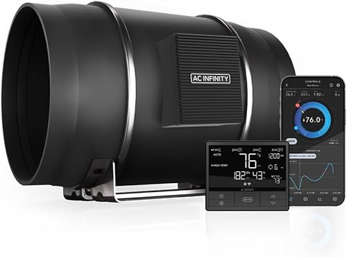 AC Infinity CLOUDLINE PRO T10, ventilador silencioso de conducto en línea de 10 pulgadas con controlador VPD de humedad de temperatura, control de