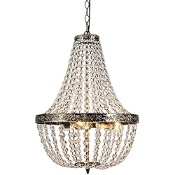 Lamparas Antiguas De Techo Cristales FIRVRE Lámpara colgante de cristal de 3 luces Lámpara de techo de bronce antiguo Loft de campo francés Iluminación colgante candelabro Lámpara de araña pequeña elegante para sala de estar dormitorio