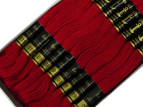 Image of Cross Stitch Hand Embroidery Thread Stranded Cotton Craft Sewing Floss 25 Skeins-Ruby Red