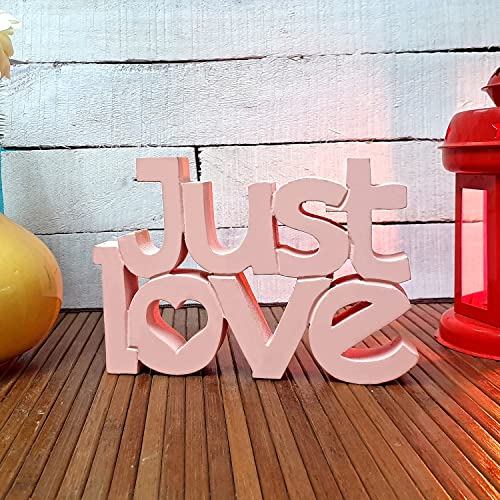 Image of NUKKAD TALES Just Love Showpiece Pink Home Decor Items for Bedroom Living Room Decoration Items for Center Table Book Shelf Gift Items for Couples Gift for Girls (7 x 4.70 inch)